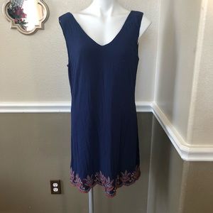 Love Reign brand navy blue embroidered sleeveless dress size XL